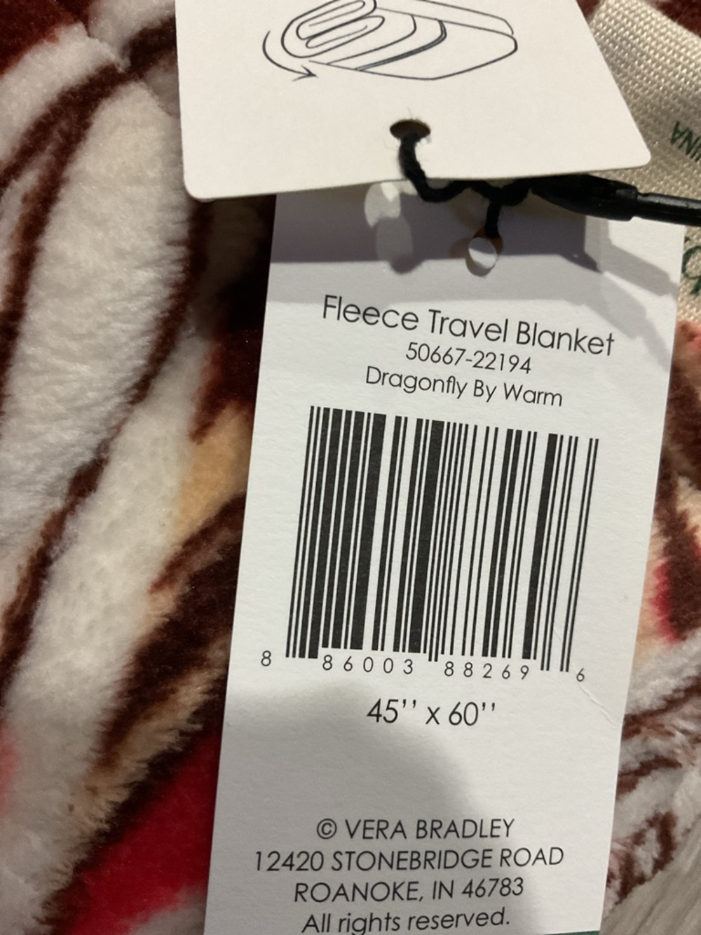 Vera Bradley Plush Fleece Travel Blanket Dragonfly by Warm NWT - Picture 5 of 5